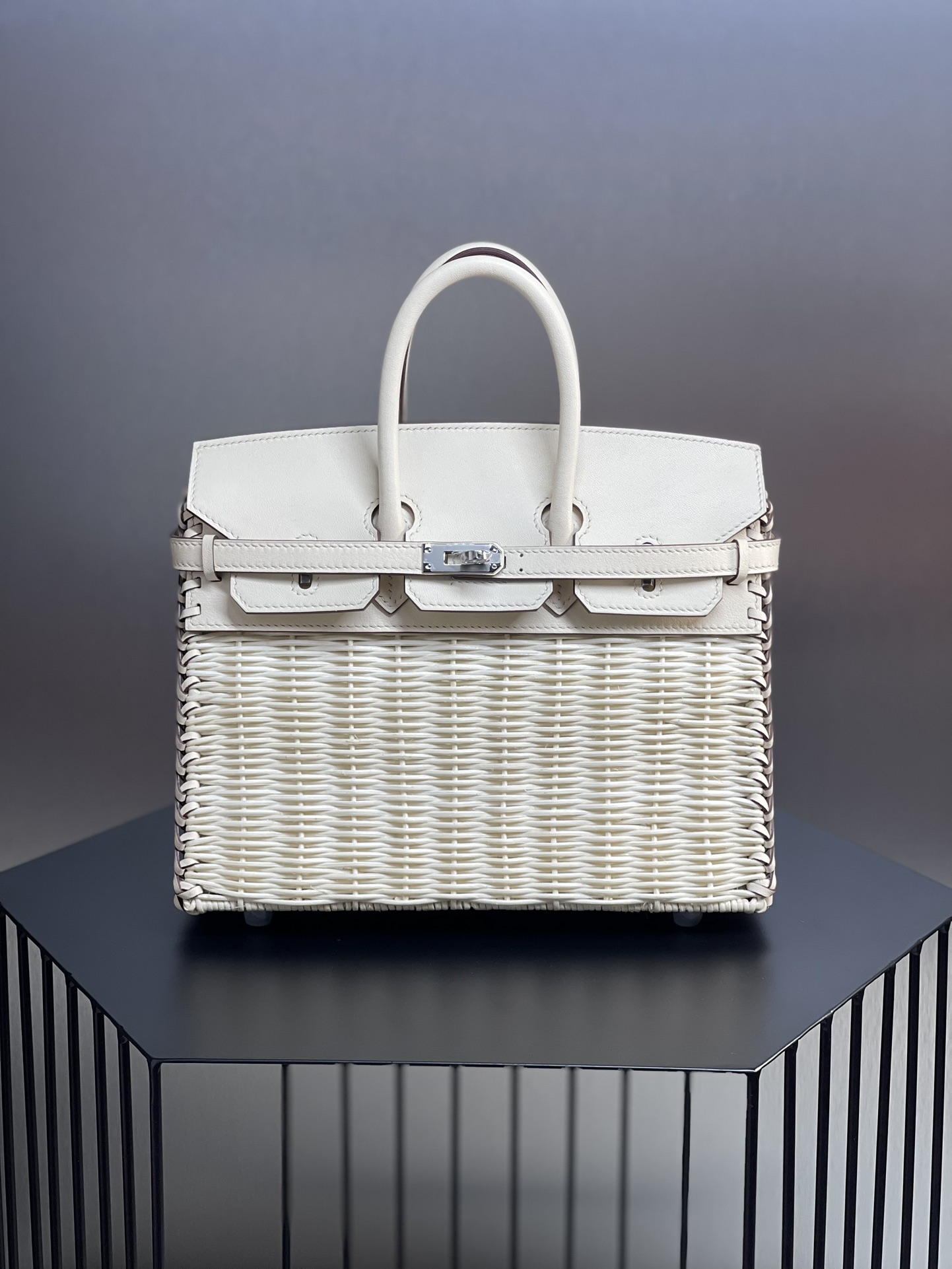 에르메스 버킨백25 피크닉 나타 화이트 은장